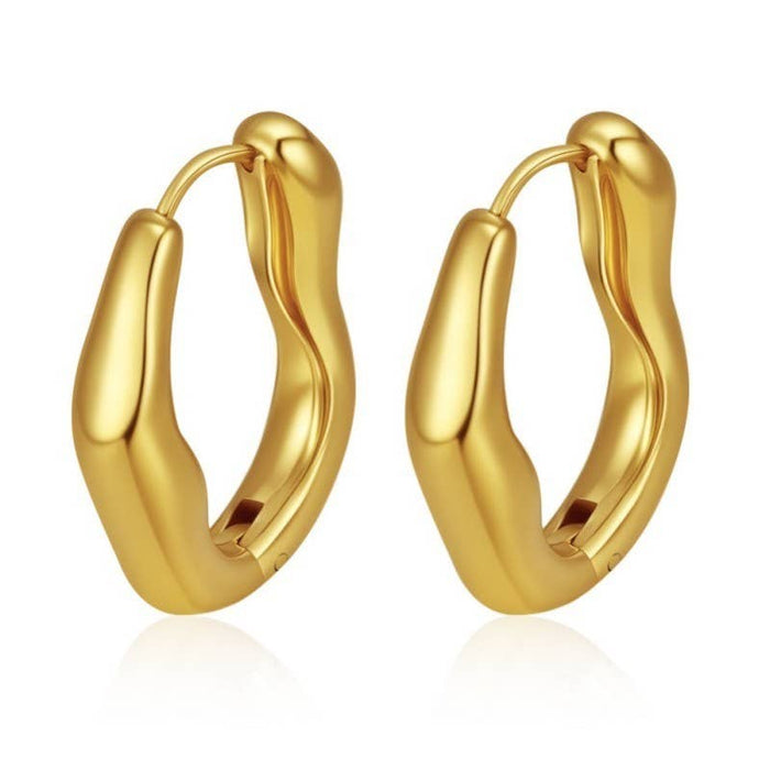 18K Gold U-Shape Huggie Hoop Earrings