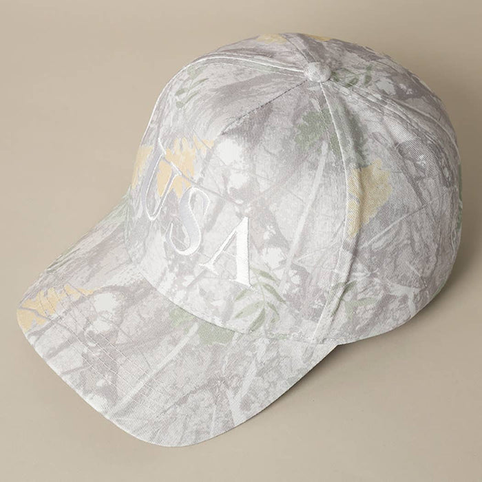Cap with white 'USA' text and camo pattern 