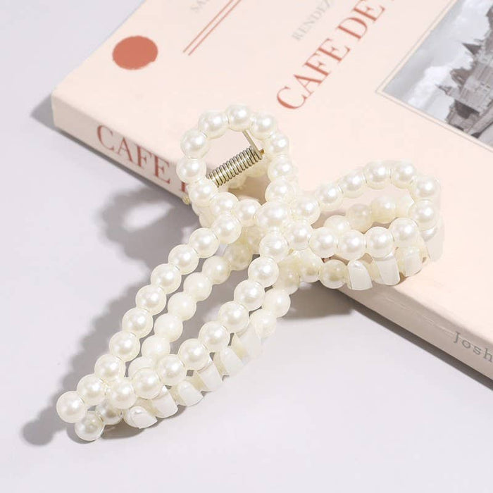 Pearl Bow Hair Claw Clip