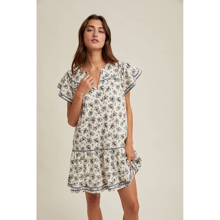 Dainty Floral Flutter Sleeve Mini Dress