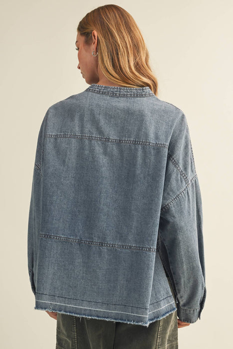 Oversized Washed Denim Pullover