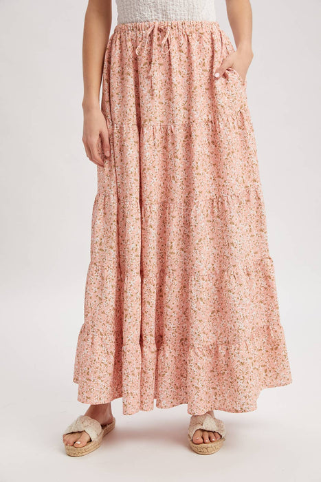 Wildflower Floral Tiered Maxi Skirt