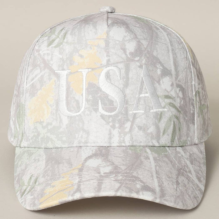 Cap with white 'USA' text and camo pattern 