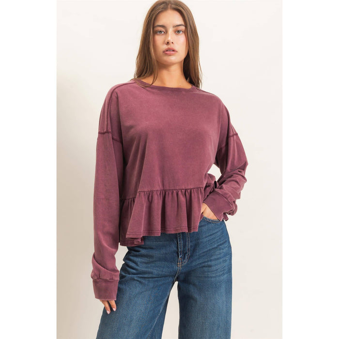 Ruffle Hem Peplum Top