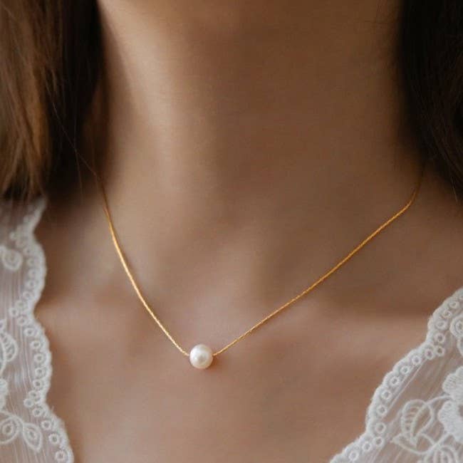 Pearl Charm Snake Chain Necklace