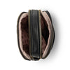 Black leather pouch with gold zipper 