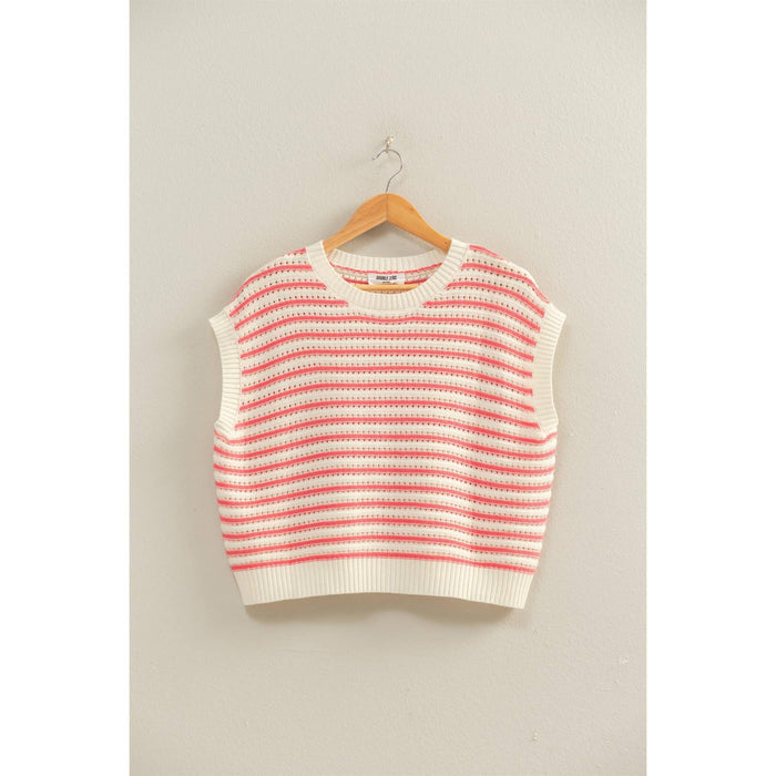 Striped Sleeveless Crew Neck Sweater Tank