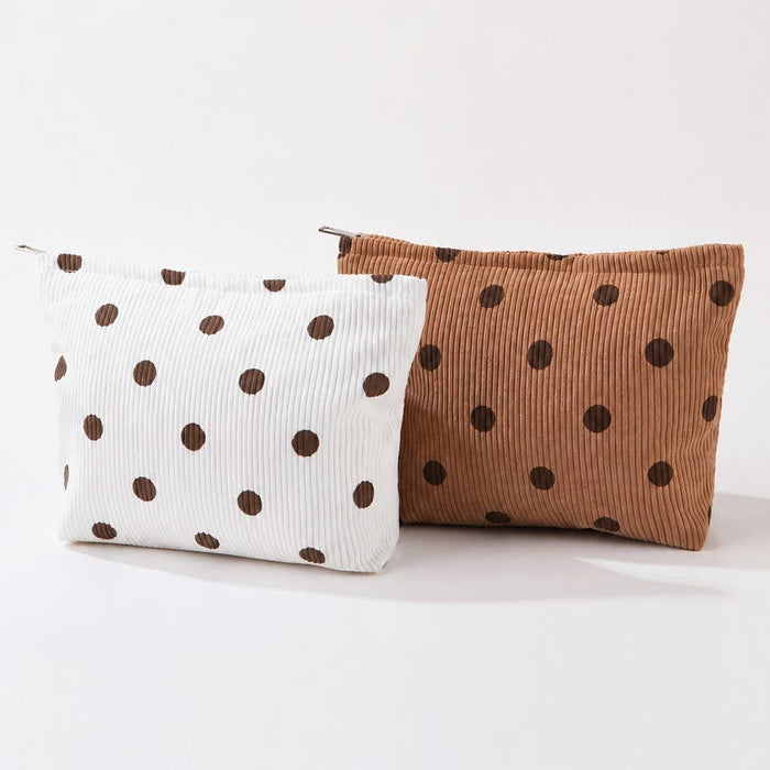 Polka Dot Corduroy Cosmetic Bag