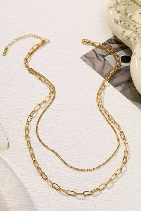 Double Layer Paper Clip Chain Necklace