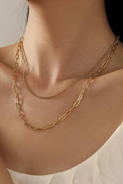 Double Layer Paper Clip Chain Necklace