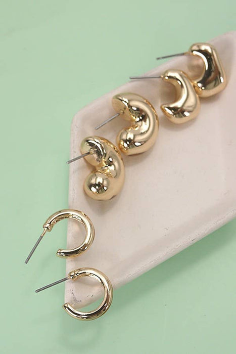 The Puffy Huggie Trio Earrings