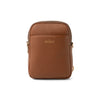 Brown leather crossbody bag with gold zipper 