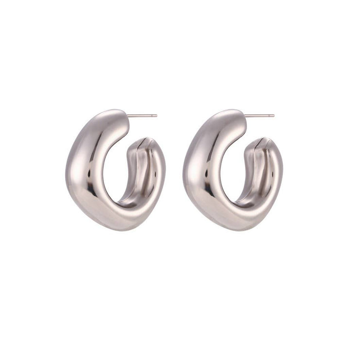 18K Gold Stainless Steel Bubble Square Huggie Hoop Earrings