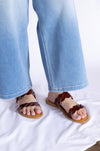 Brown braided sandals 