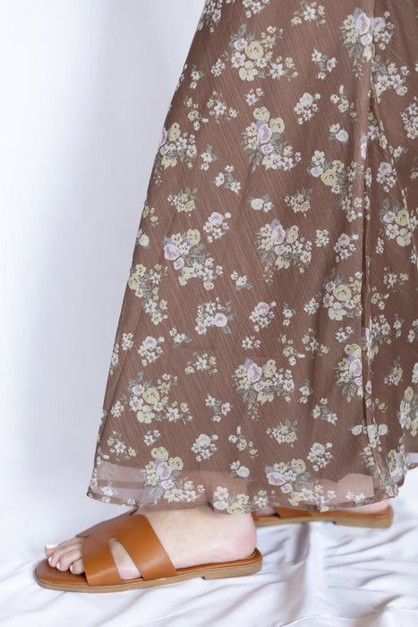 Floral patterned skirt with a sandal 