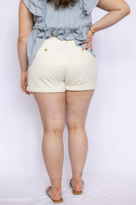 white high waisted shorts