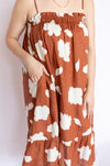 Rust Cloud Print Smocked Mini Dress 