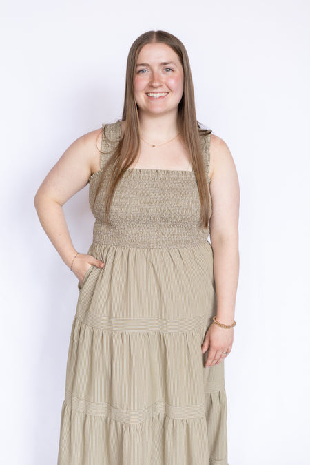 Striped Smocked Tiered Maxi Dress