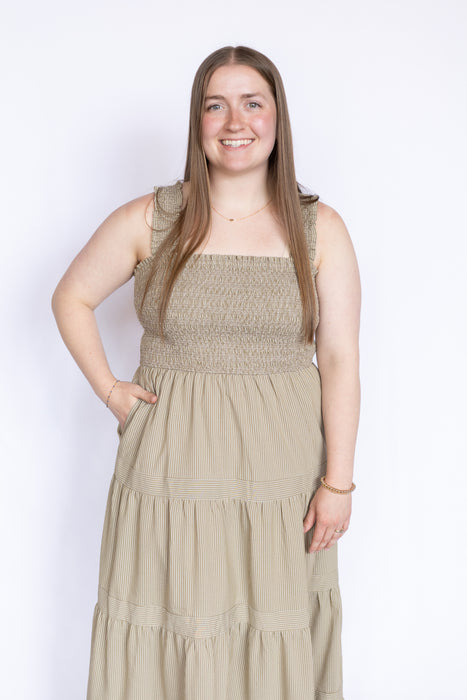 Striped Smocked Tiered Maxi Dress