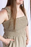 Striped Smocked Tiered Maxi Dress with pockets