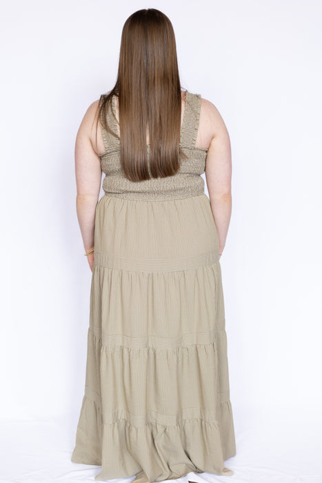 Striped Smocked Tiered Maxi Dress