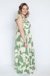 Green Abstract Tiered Maxi Dress
