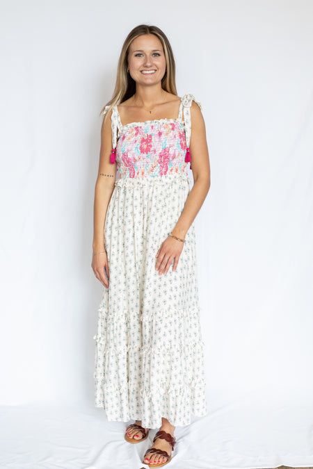 Woman wearing a floral dress 