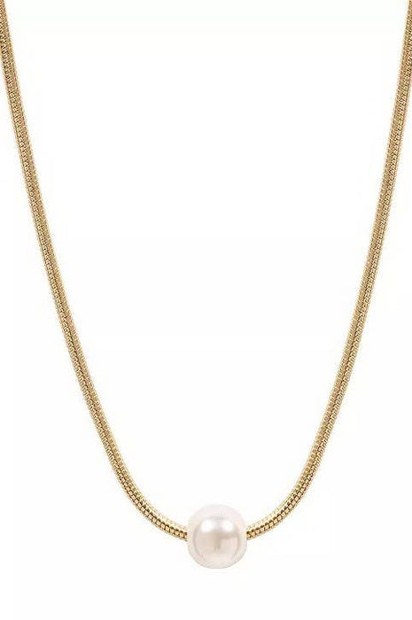 Pearl Charm Snake Chain Necklace