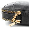 Black leather purse with gold zipper 