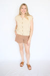 button down knit sleeveless top