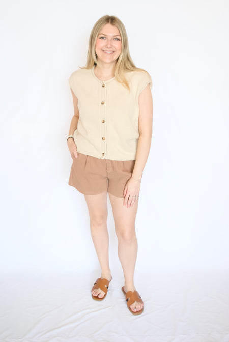 button down knit sleeveless top