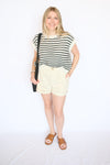 Black sleeveless striped sweater tank