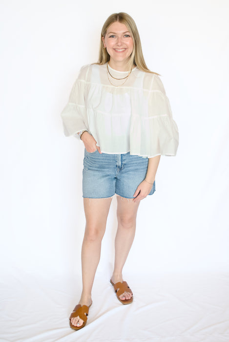 Tiered Cropped Blouse