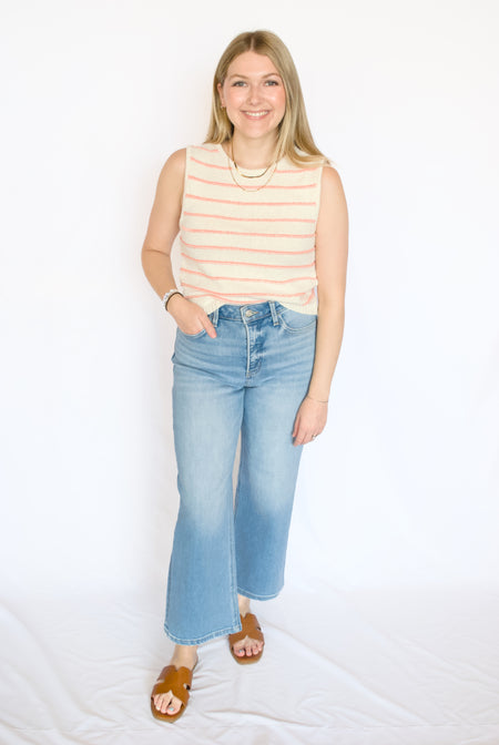 pink striped sweater top
