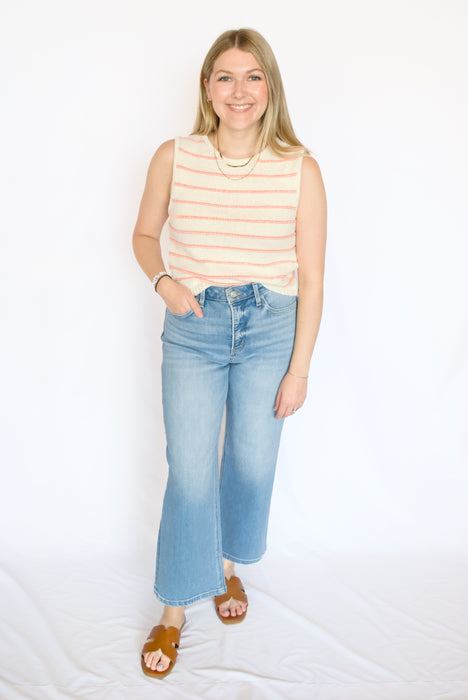 pink striped sweater top