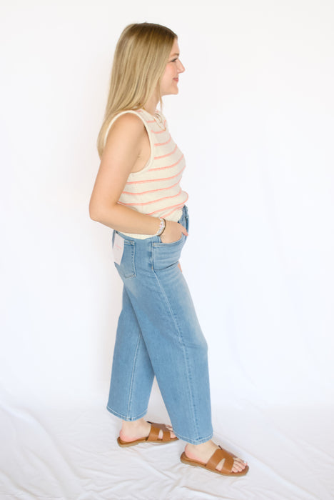Striped Open Back Sweater Tank