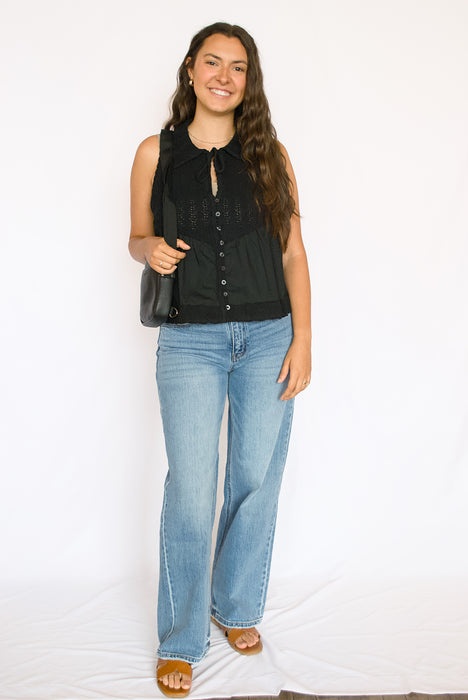 High Rise Medium Wash Wide Leg Jeans