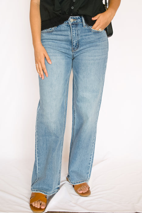 High Rise Medium Wash Wide Leg Jeans