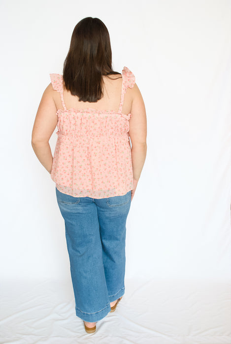 Delicate Floral Ruffle Babydoll Top