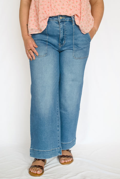 High Rise Utility Wide Leg Crop Jeans