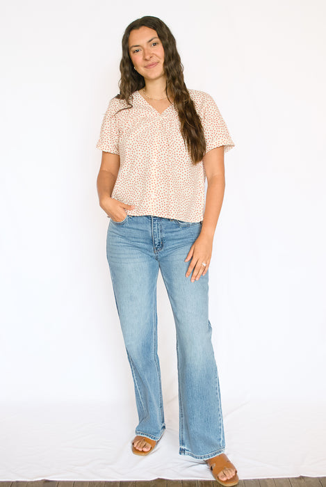 Ditsy Floral Button-Up Blouse