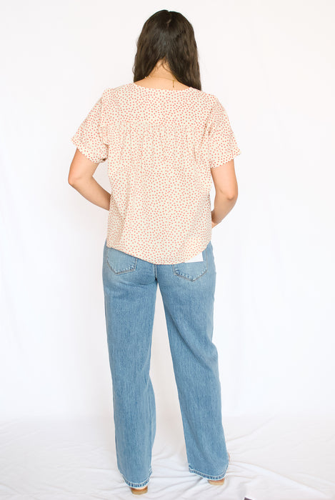 Ditsy Floral Button-Up Blouse
