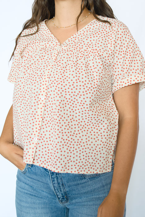 Ditsy Floral Button-Up Blouse