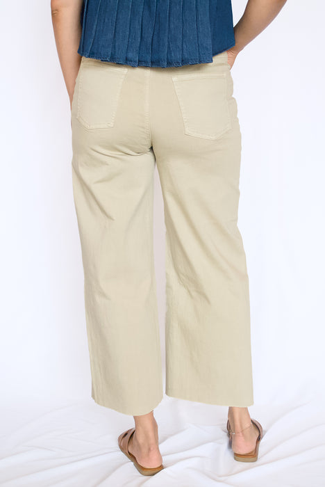 High Rise Button Front Twill Pants
