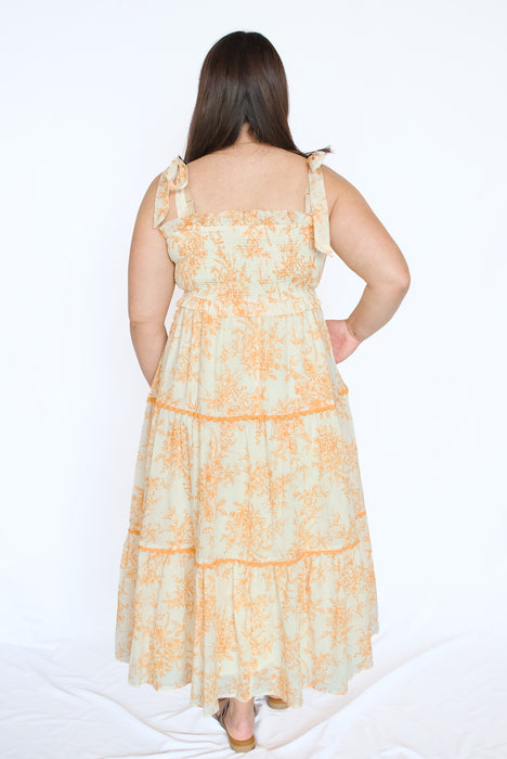 Floral Sweetheart Tiered Midi Dress