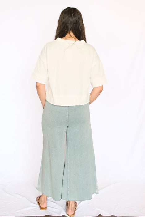 Henley Half Button Knit Top