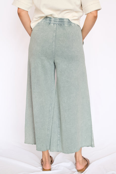 Washed Terry Wide Leg Pants