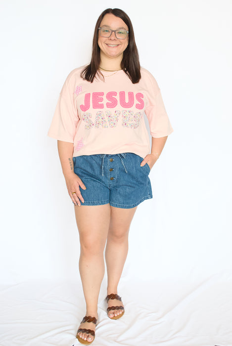 Jesus Saves Patchwork Sweatshirt Tee