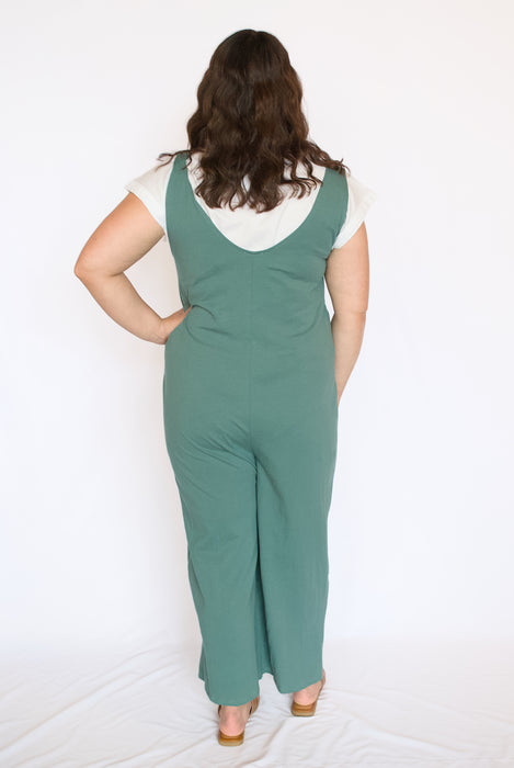 Hunter Green Sleeveless V-Neck Jumpsuit