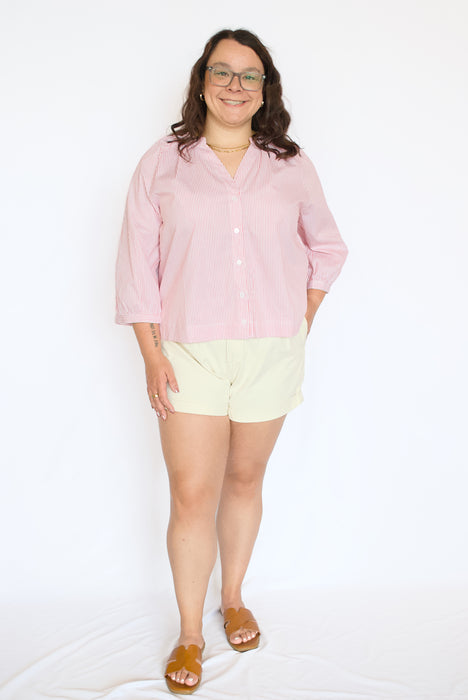 Striped Cotton Button-Up Blouse